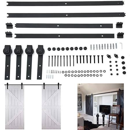 12ft 3 66m Retro Steel Sliding Barn Door Hardware Double Wooden