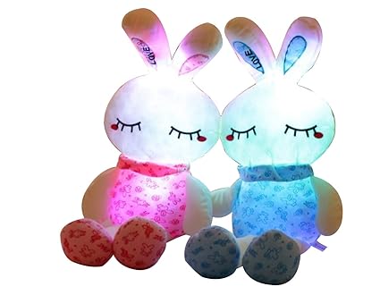 EZ Life Illuminating 7 Color LED Light - Bunny Pillow Plush Toy - Plush and Soft Toy - Pink