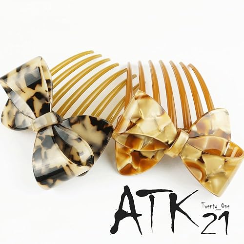 Amazon Atk21 リボン アセテート コーム 簪 かんざし 浴衣 着物 べっ甲 髪留め ヘアアレンジ ヘアアクセサリー レディース ブラウン ピン コーム 通販