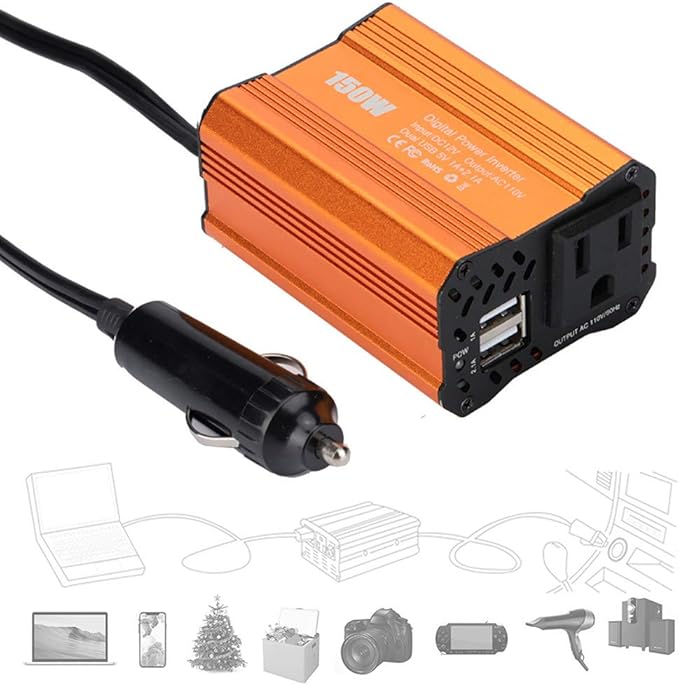 Amazon Co Jp 車の電源インバータ150w Dc 12vから110v 2v 100v Ac 2つのusb充電 1つのacソケットを備えた車のコンセントアダプタ 車での家電製品の使用 12vto110v Generic Amazon Co Jp 車の電源インバータ150w Dc 12vから110v 2v 100v Ac 2つのusb充電 1つのacソケットを備えた車のコンセントアダプタ 車での家電製品の使用 12vto110v Generic
