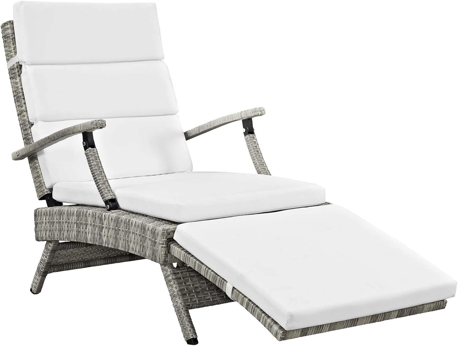 Modway Envisage Outdoor Patio Wicker Rattan Chaise Lounge in Light Gray White : Garden & Outdoor