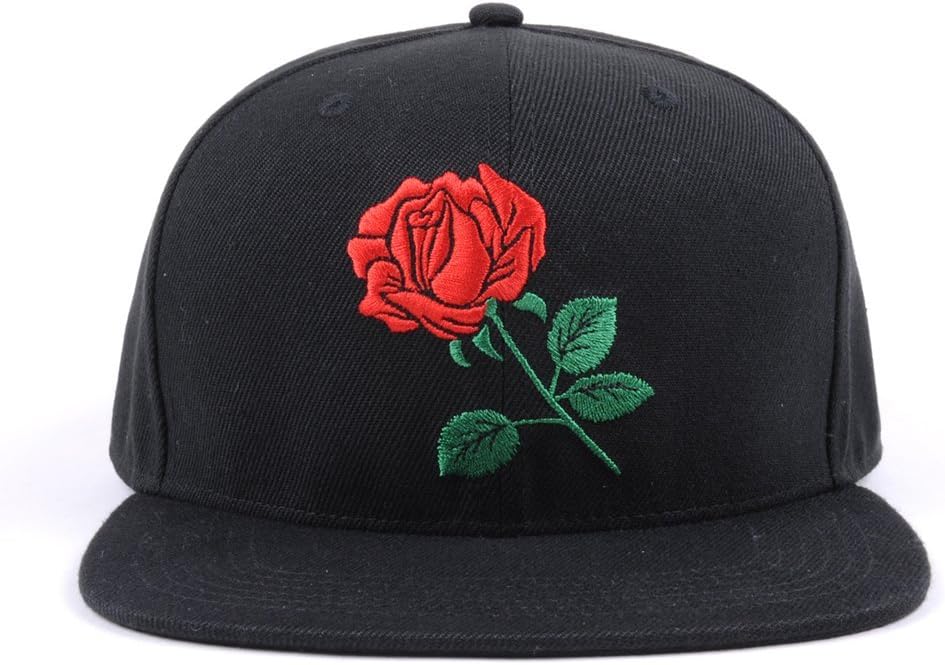 AUNG CROWN Rose Flat Bill Snapback Hats Embroidered Women Men Adjustable Baseball Caps
