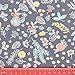 Hanjunzhao Quilting Fabric, Vintage Floral Gray Navy Blue Fat Quarters Fabric Bundles 18 x 22 inch