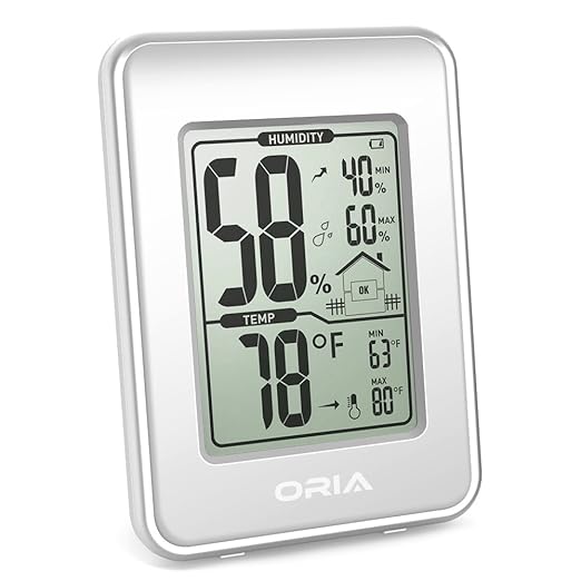 Oria Hygrometer/Thermometer für den Innenbereich silberfarben / weiß