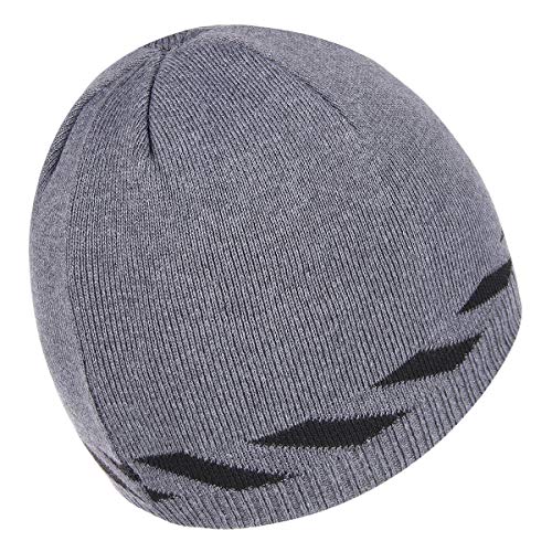 Bodvera Winter Warm Knitting Beanie Watch Cap Fleece Lined Plain Toboggan Ski Skull Hats Caps,Grey