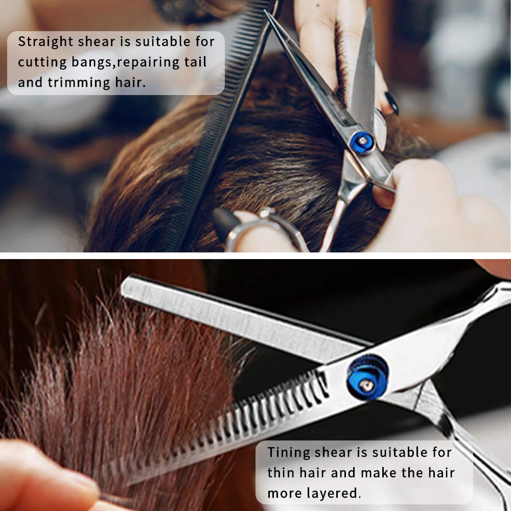 Professional Hair Cutting Scissors Set, Professional Haircut Scissors Kit with Cutting Scissors,Thinning Scissors, Hairdressing Shears Set for Barber, Salon, Home(9pcs): Home Improvement
