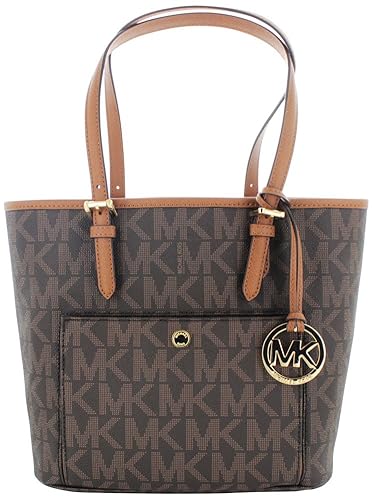 Michael Kors Jet Set Women\u0026#39;s Travel Medium Logo Tote Handbag Brown