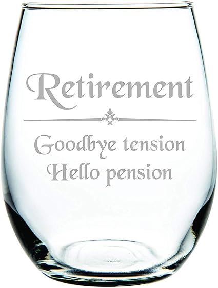 Verre A Vin Sans Pied Avec Inscription En Anglais Goodbye Tension Hello Pension 325 Ml Amazon Fr Cuisine Maison
