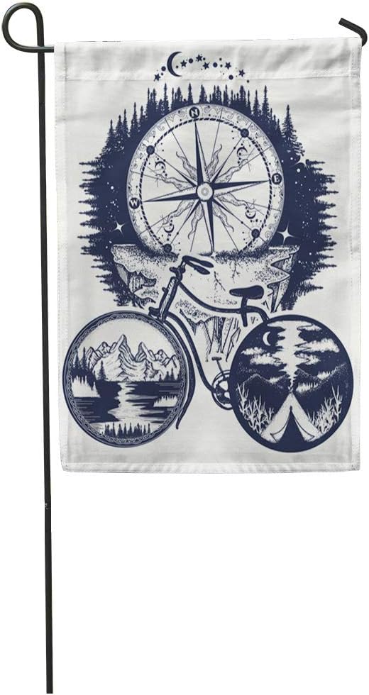 Amazon Com Semtomn Garden Flag Bicycle And Mountains Tattoo