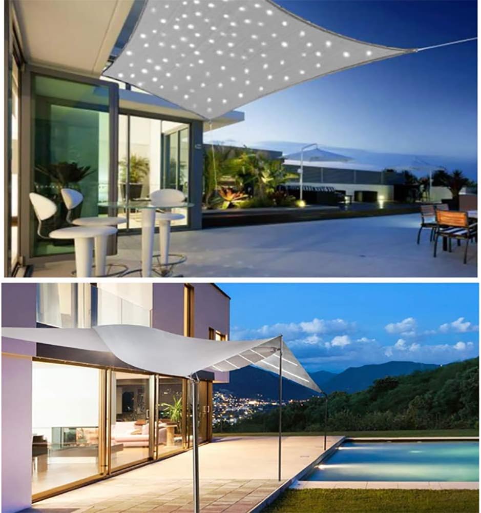 Sonnensegel dreieckig beleuchtung sonnenschutz Sonnensegel Rechteckig Mit LED Beleuchtung Licht, Sonnenschutz
