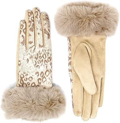 leopard print winter gloves