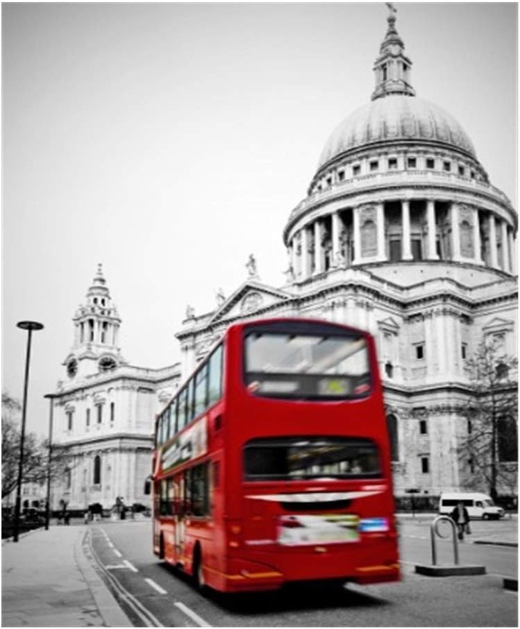 Jigsaw Puzzle Retro Building Series Red Bus on the Streets of London 300-5000 Pieces for Adults Kids - Unique Cut Interlocking Pieces Fit Together Perfectly (Decorative Paintings)