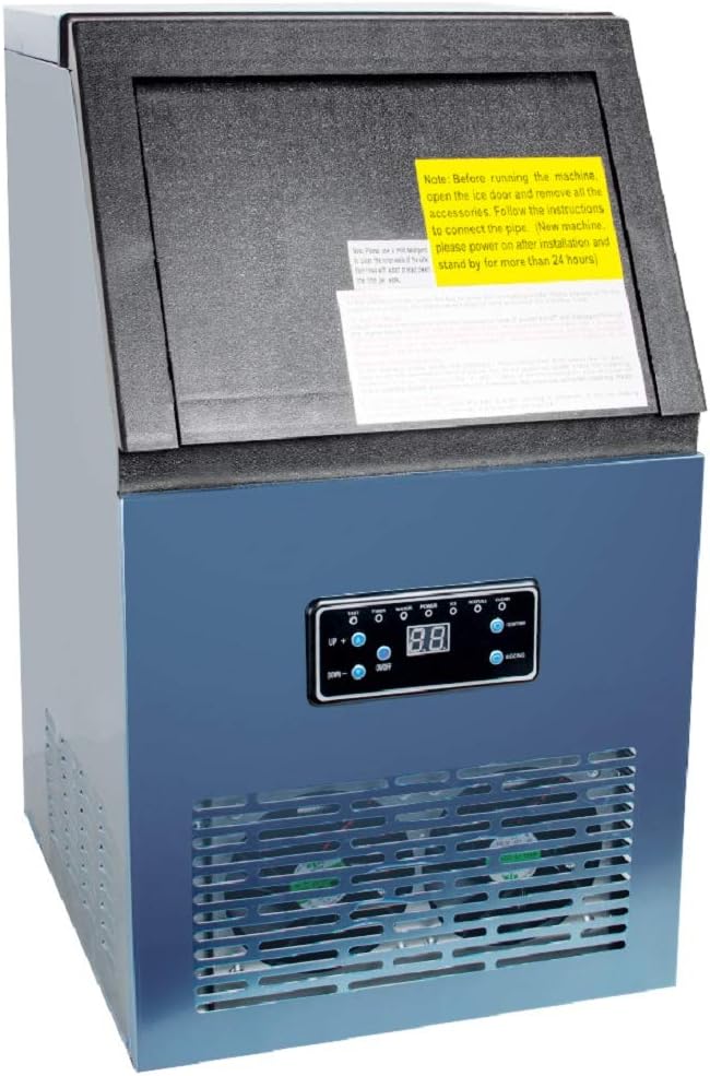 Tinsay Auto Commercial Ice Maker Cube Machine 50KG Stainless Steel Bar 230W Freestanding Ice Cube Maker Machine for Home Supermarkets Cafes Bakeries Bars Restaurants Snack Bars