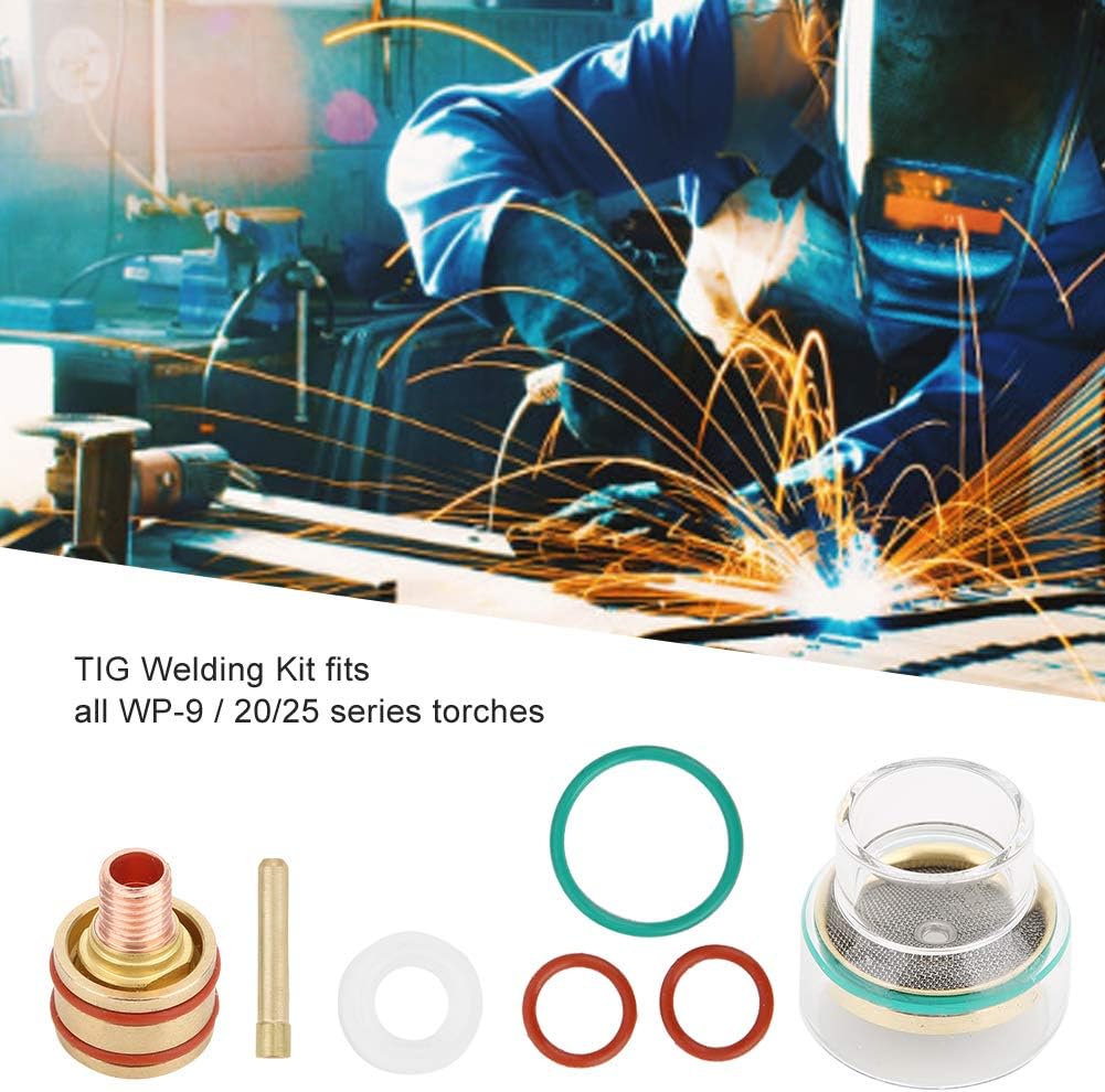 TIG Welding Torch Consumables Kit with Gas Lens Collet Body and White Plastic Ring for WP9 WP20 Compatible with 1.6mm 2mm 3mm Tungsten Electrodes - Image 3