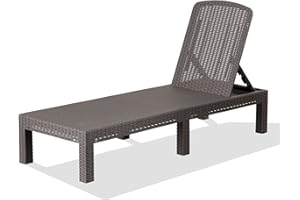 Outraveler Outdoor Chaise Lounge Chair for Pool, Patio Bench Waterproof Sunbed,Mocha