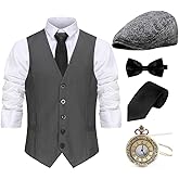 Gionforsy 1920s Mens Costume Gatsby Gangster Costume Accessories Set 20s Hat Bow Tie