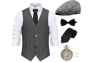 Gionforsy 1920s Mens Costume Gatsby Gangster Costume Accessories Set 20s Hat Suspenders Bow Tie