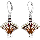Talonior Thanksgiving Earrings Turkey Earrings for Women Sterling Silver Fall Thanksgiving Day Turkey Dangle Earring Jewelry Gift