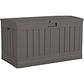 Suncast 50 Gallon Plastic Deck Box with Molded Lockable Feature and Weathertight Construction for Home, Patio, Lawn, and Garden Storage, Gray