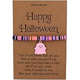 ANGLEQUEEN Halloween Bracelets for Women Charms Goth Bead Stretch Bracelet Punk Pumpkin Ghost Spider Bracelets Witch Halloween Slap Bracelets Emo Accessories Halloween Prom Custom Accessories for Women