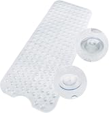 WELTRXE Bath Mats Non Slip Extra Long 100x40 cm PVC Clear with 200 Suction Cups