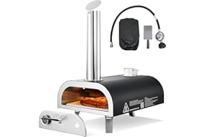 VEVOR Dual Fuel Pizza Oven Outdoor, 12 in Wood Fire & Propane Gas Pizza Ovens, Portable Pellet & Propane Pizza-Maker with Thermometer, Multi Fuel Pizza-Cook for Outside Patio Camping & Backyard