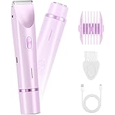 ANFOOS Women's Electric Shaver Bikini Trimmer for Women Razors 2-in-1 Dual Head Design IPX7 Waterproof Wet & Dry Use Body Groomer Hair Trimmer Remover for Facial Underarm Arm Face Leg Bikini (Purple)