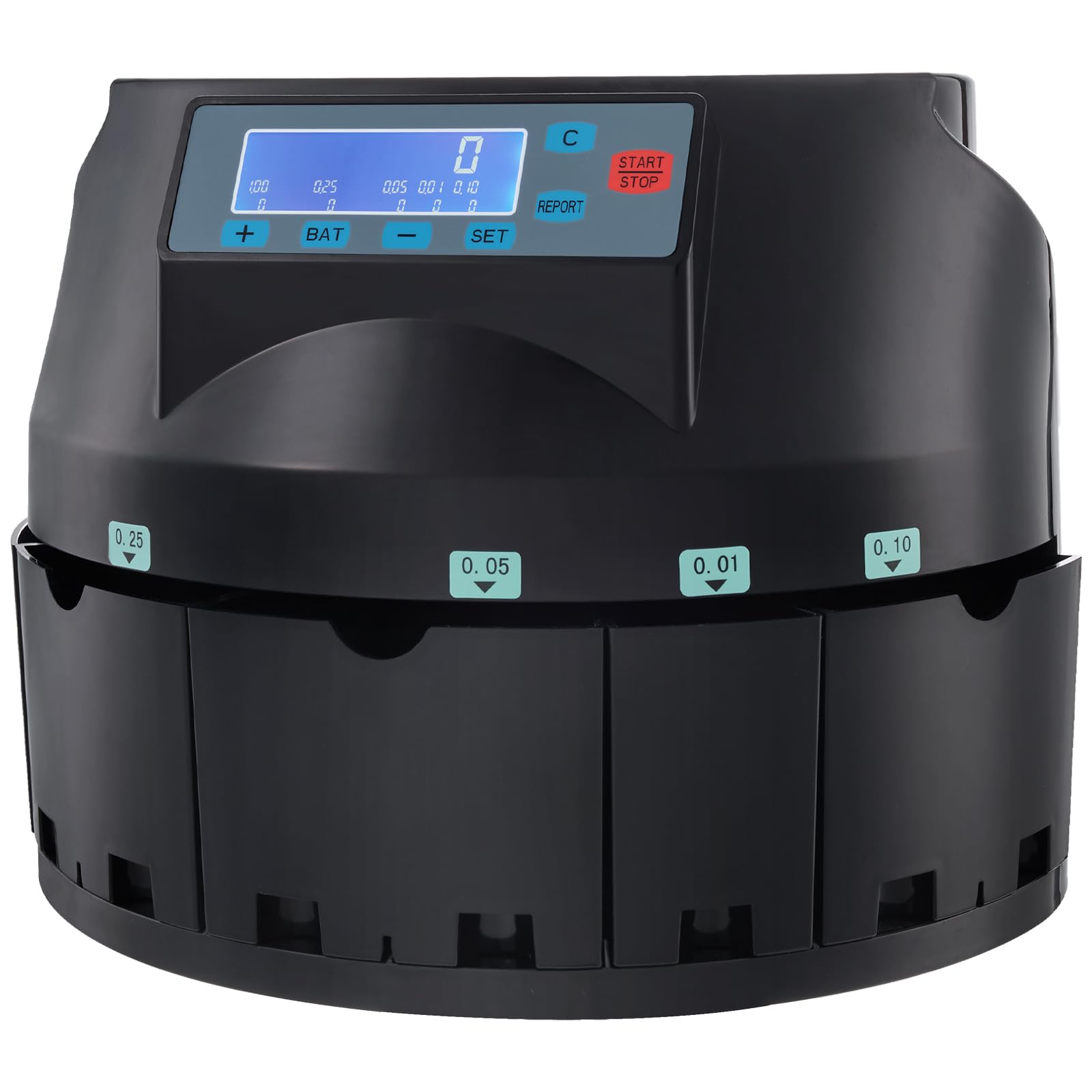 VEVOR USD Coin Counter & Coin Sorters with LCD Display, Coin Sorter Machine for USD Coin 1￠ 5￠ 10￠ 25￠ $1, Sorts up to 300 Coins/min, Change Counter Holds 2000 Coins Included 5 Coin Bins & 5 Tubes