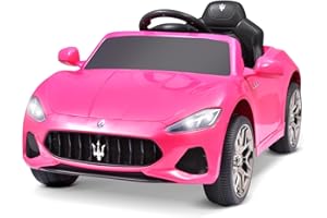 Joywhale 12V Kids Ride on Car Licensed Maserati Battery Powered Electric Vehicle for Kids Ages 3-6, with 2.4G Remote Control, Metal Suspension, Safety Belt, Bright Headlights, Music & FM, Pink