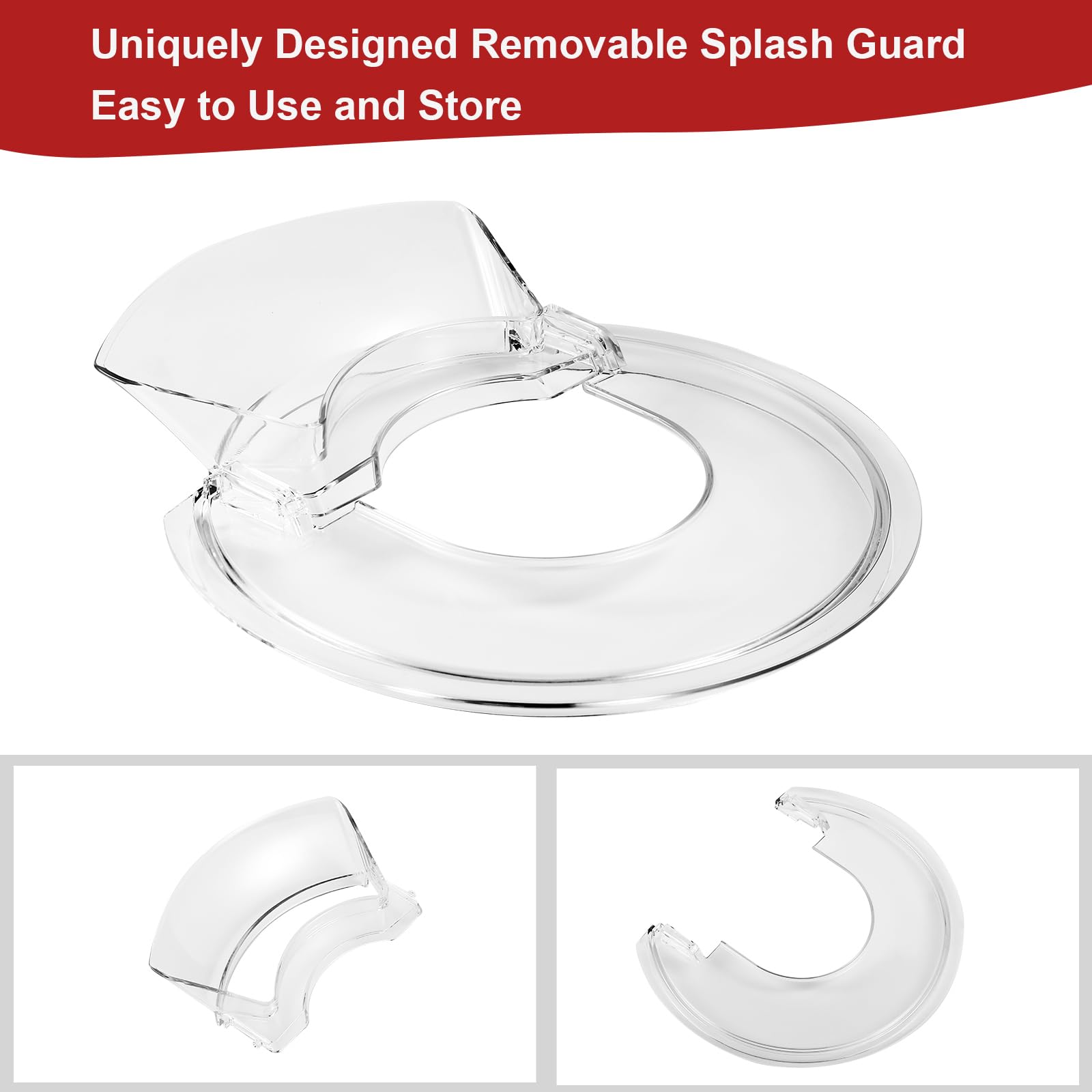 Pouring Shield for KitchenAid-Secure Pouring Shield with Removable Pour Spout for KitchenAid 4.5-5 Quart Tilt-Head Stand Mixers, Splatter Guard Fits for Stainless Steel, Glass, Ceramic Bowls