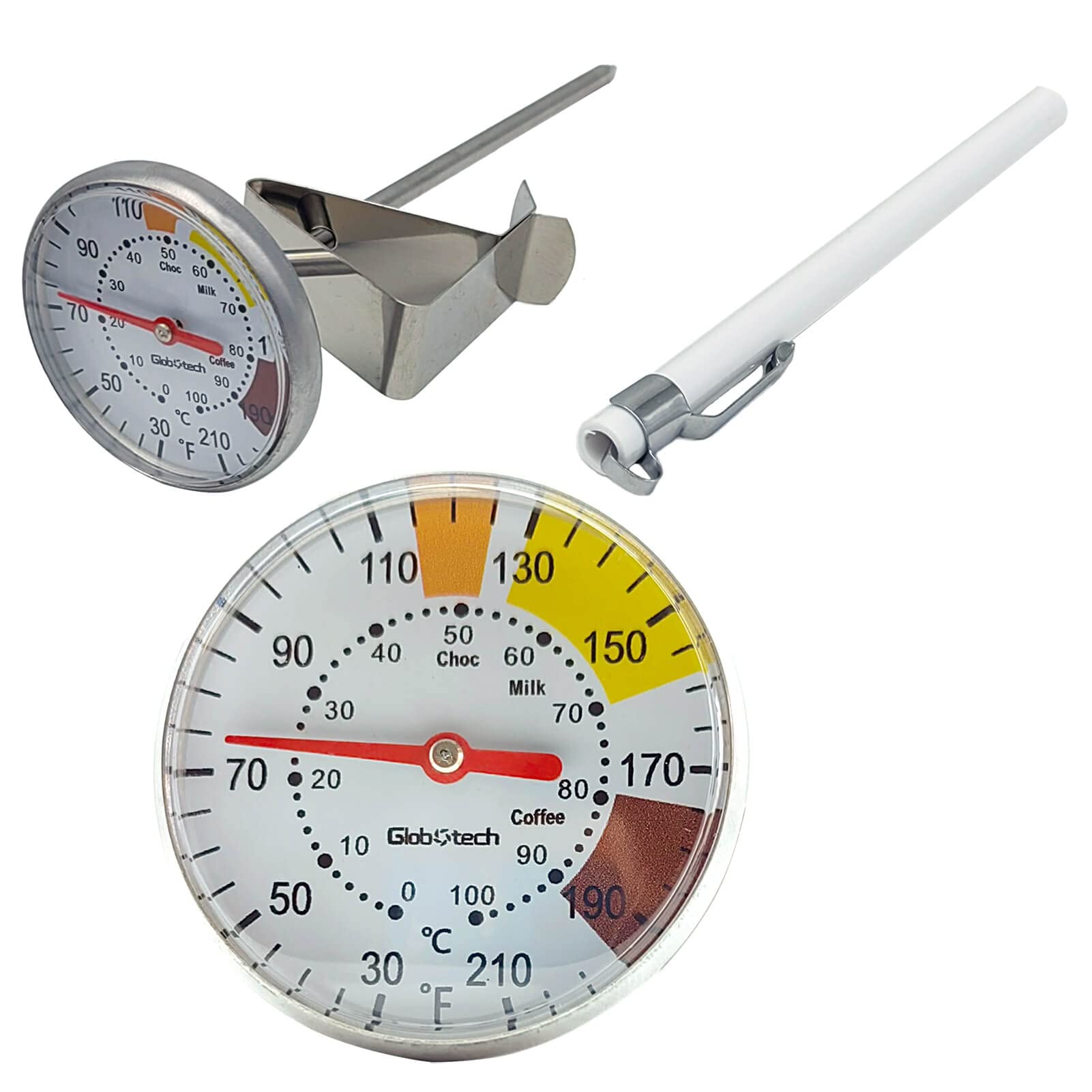 Milk Frothing Thermometer for Coffee Chocolate - Cappuccino Frothy Milk Foam Stainless Steel Thermometer for 12 Oz, 20 Oz and 32 Oz Espresso Steaming Pitchers 2