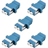 LC Fiber Optic Adapter - LC to LC Duplex Singlemode Coupler - 5 Pack - Blue