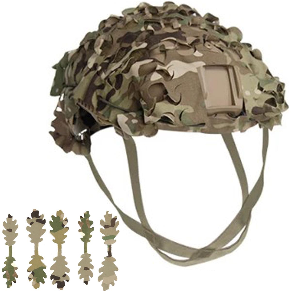 3D Multicam Camouflage Tactical Helmet Cover for Fast PJ MH BJ Base Jump Airsoft Military Combat Helmet Ghillie Scrim MTP Camo (Style A - Semi-Circular 3D Camo)