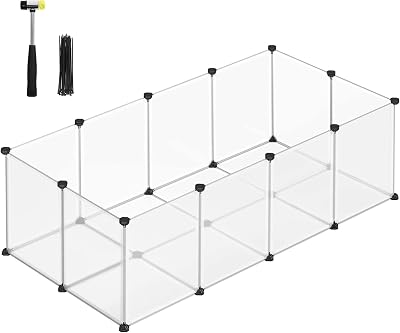 SONGMICS Pet Playpen with Floor 143 x 73 x 46 cm White LPC02W
