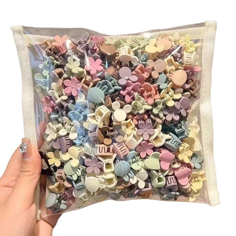Photo 1 of 100 Pcs Mini Hair Clips for Girls, Cute Pastel Flower & Animal Design Clips, Durable Plastic Hair Accessories for Toddlers and Kids