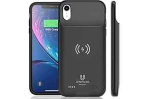 iCatchy Battery Case for iPhone XR(6.1 Inches) 7000mAh，Qi Wireless Charging Compatible,Slim Extended Rechargeable External Black Pro