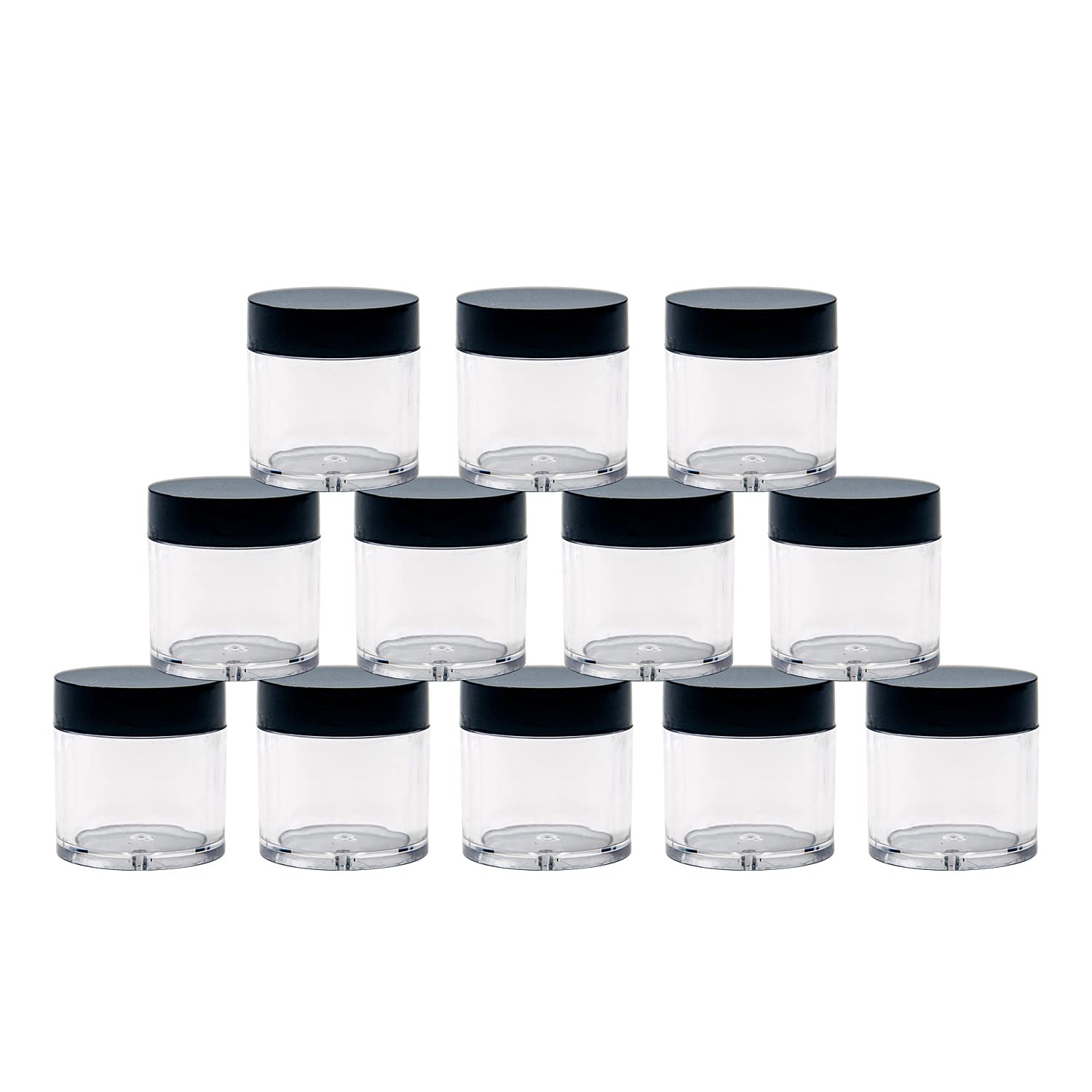 12pcs 10 Gram 10ml Jars, Sample Pots, Mini Jars With Lids, Clear Round Plastic Jar With 1 Mini Spatulas For Various Cosmetic Products, Samples， Eye Shadow Lip Balm, and Nail Powder