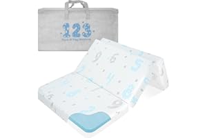 voomf Trifold Pack and Play Mattress, 38"x26" Dual-Sided Memory Foam Pack N Play Mattresses for Baby Toddlers, Foldable Portable Travel Crib Mattress for Pack N Play, Digit Pattern