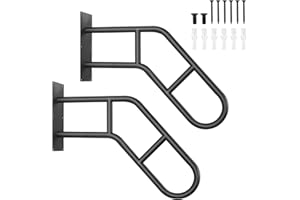 AUNULAHCA 2 Pack Handrails for Outdoor Steps Stair Railing Indoor, Upgraded U-Shaped Wall Mount Stair Handrails for 1-3 Steps, 22.8in Safety Grab Bars for Elderly, Kids, Disabled, Pregnant Women Black