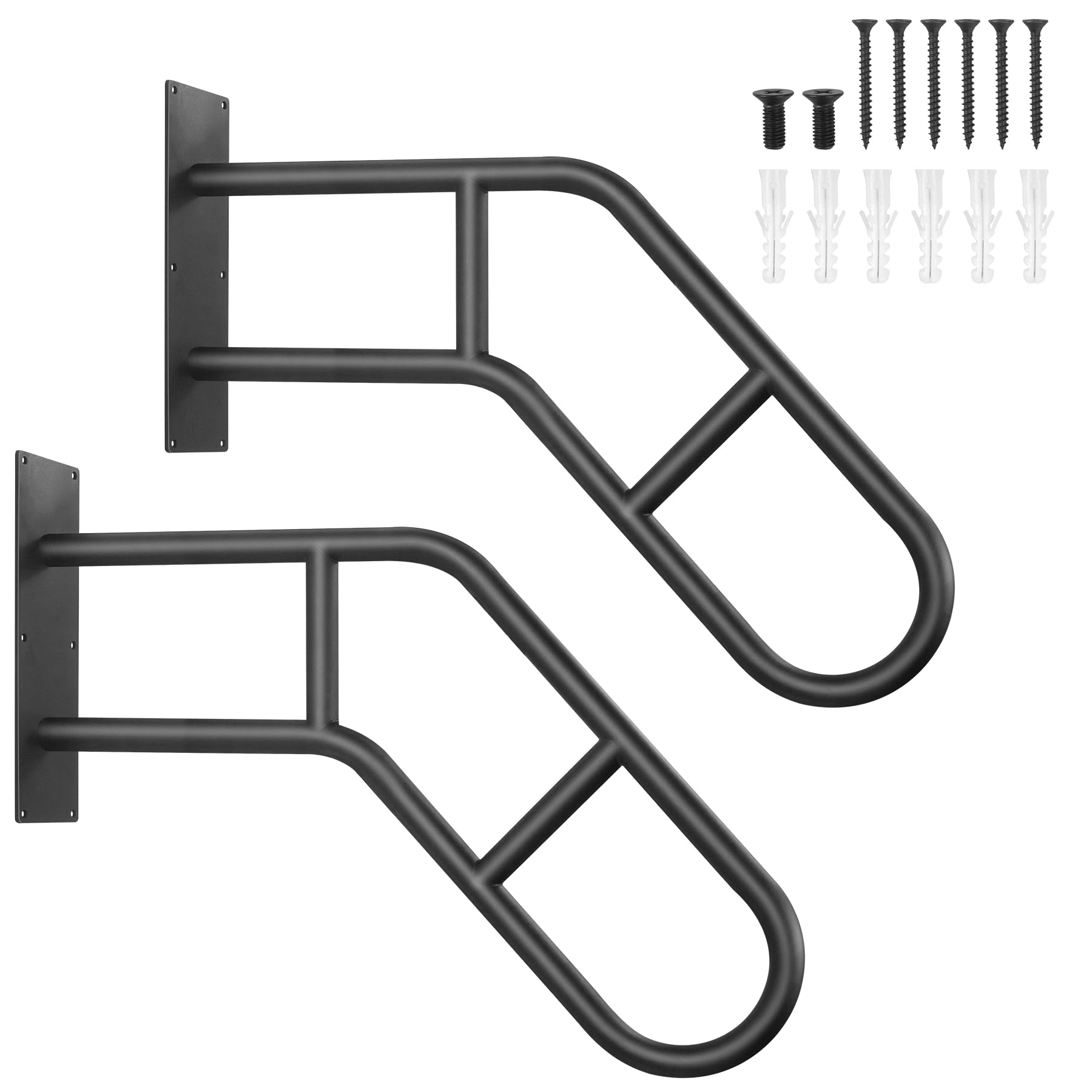 Photo 1 of 2 Pack Handrails for Outdoor Steps Stair Railing Indoor, Upgraded U-Shaped Wall Mount Stair Handrails for 1-3 Steps, 22.8in Safety Grab Bars for Elderly, Kids, Disabled, Pregnant Women Black