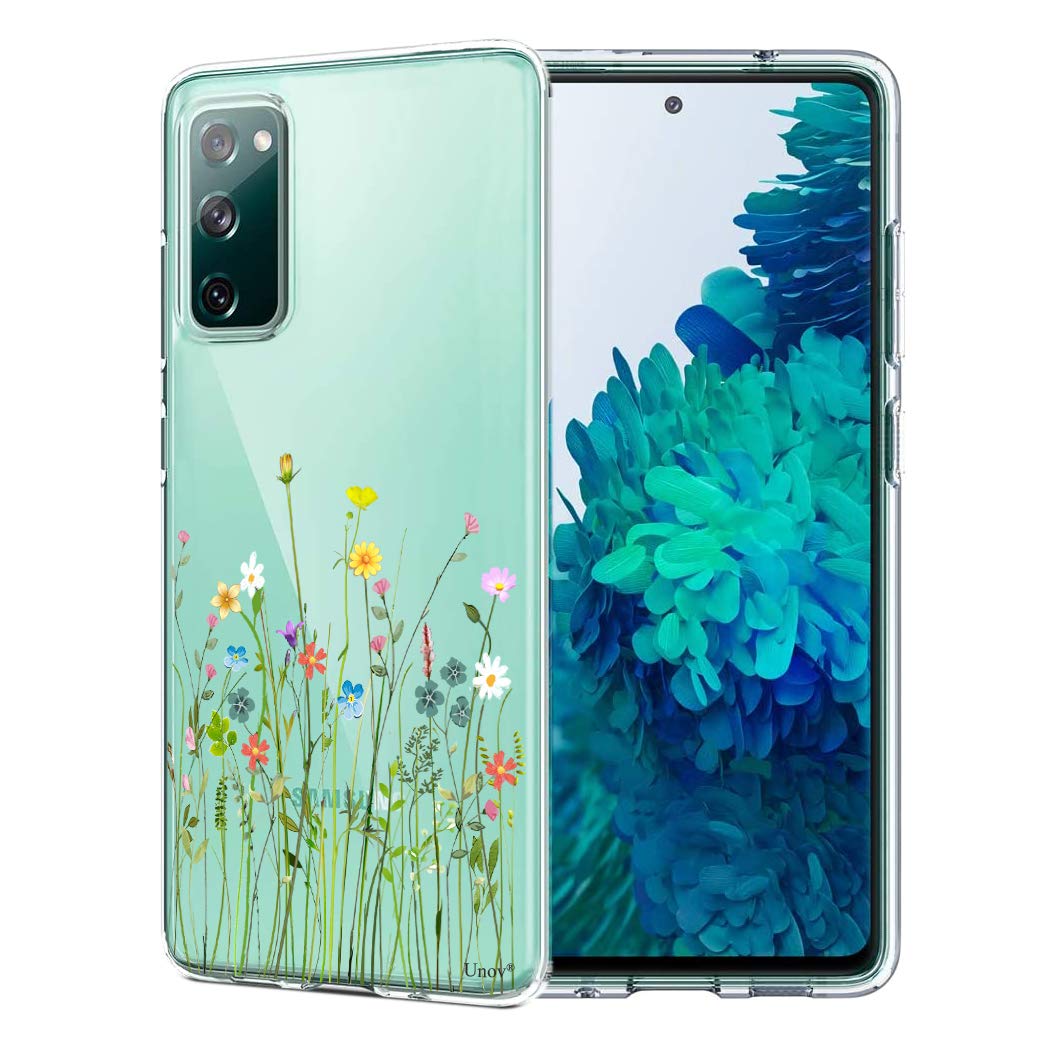 Unov Case Compatible with Galaxy S20 FE Case Clear with Pattern Slim Protective Soft TPU Bumper Embossed Design Shock Absorption 6.1 Inch Galaxy S20 FE 5G (Flower Bouquet)