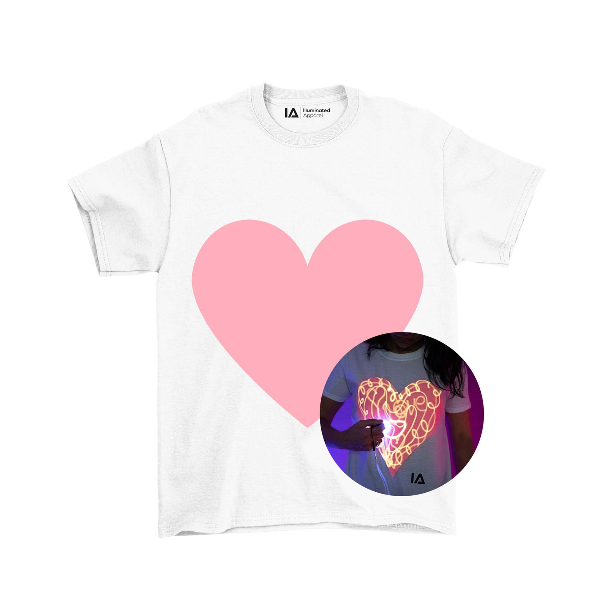 Heart Interactive Interactive Glow In The Dark T-shirt Illuminated Apparel (12-14 Years)