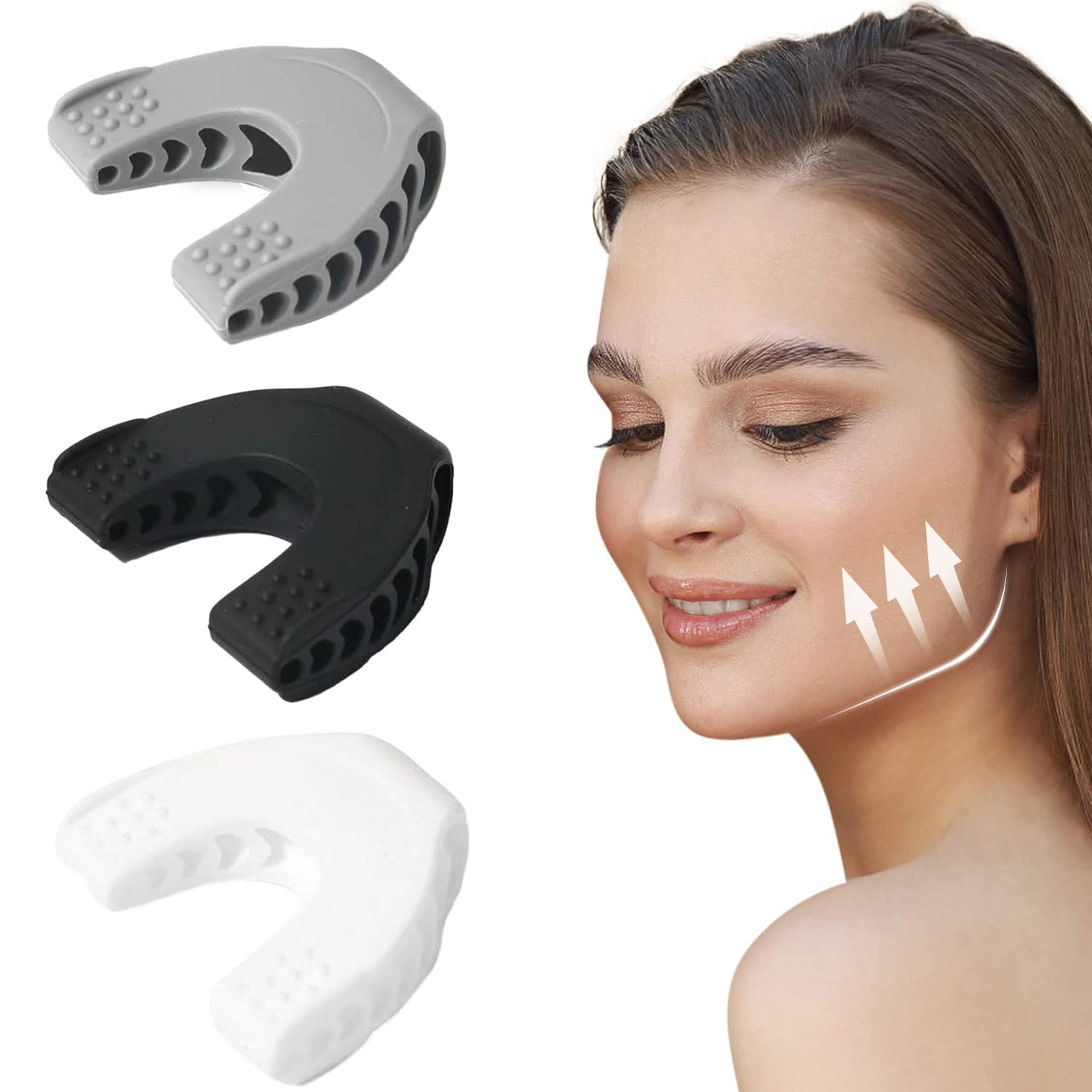 3 Pack Jaw Exerciser, Jawline Sculptor | Triple Strength Facial Muscle Trainer for Men & Women (40lbs+50lbs+60lbs)