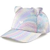 Girls Baseball Cap Kids Cute Sun Hat Adjustable Trucker Hats Toddler Rainbow Floral Ponytail Caps Spring Summer