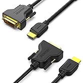 BENFEI 2 Pack HDMI to DVI 6 Feet Cable, HDMI to DVI Cable Bi Directional DVI-D 24+1 High Speed Cable Support 1080P Full HD Co