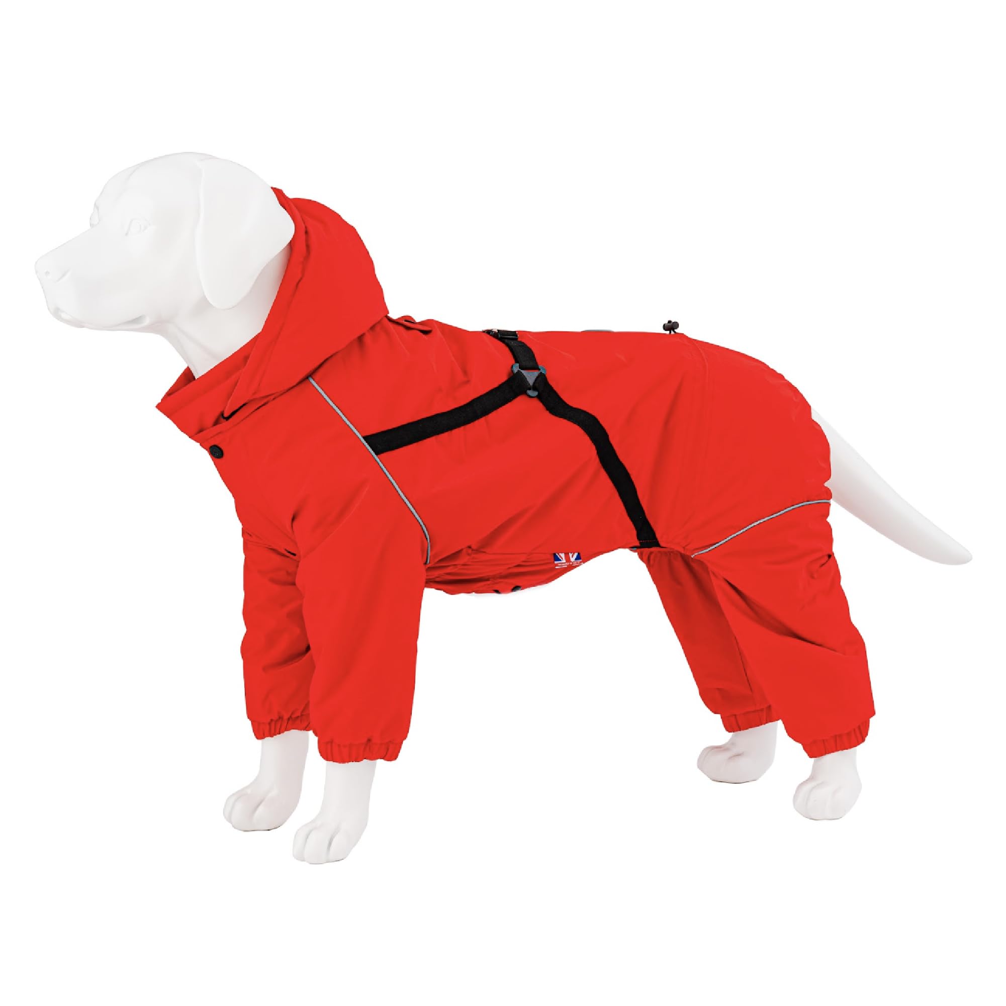 HUGO & HUDSON Outdoor Winter Dog Snowsuit Jacket Windproof Hooded Coat Buckles Harness, Red M45 โ image 1