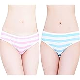 Joyralcos Japanese Striped Panties Bikini Cotton Anime Blue Pink Cosplay Underwear 2 Pack Briefs