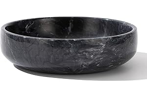 CM CHIC MONDAY 6.7" Large Decorative Bowl, Natural Marble Decorative Bowls for Home Decor, Key Bowl, Candy Bowl, Smudge Bowl, Coffee Tables Centerpiece (Natural Black)