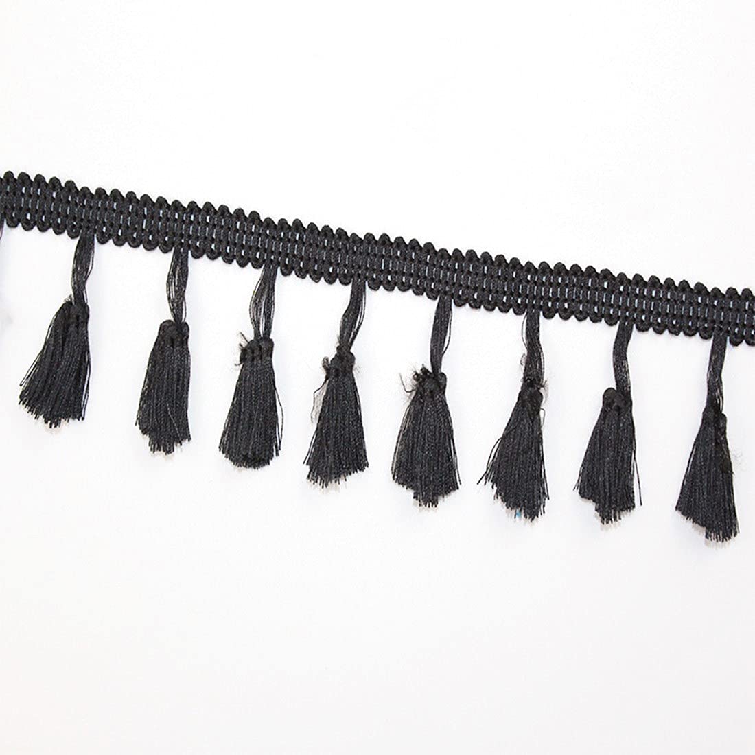 10m Vintage Fringe Tassel Trim Ribbon Tassels Lace Edge Ribbon Fringe Fabric Ribbon Embroidered Trimming, Curtains Clothes Handmade Sewing Accessories (Black)