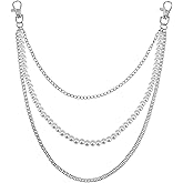 Andibro Pearl Pants Chain, Silver Layered Jean Chains for Women Punk Pants Chain Hip Hop Wallet Chain Accessories for Women Men